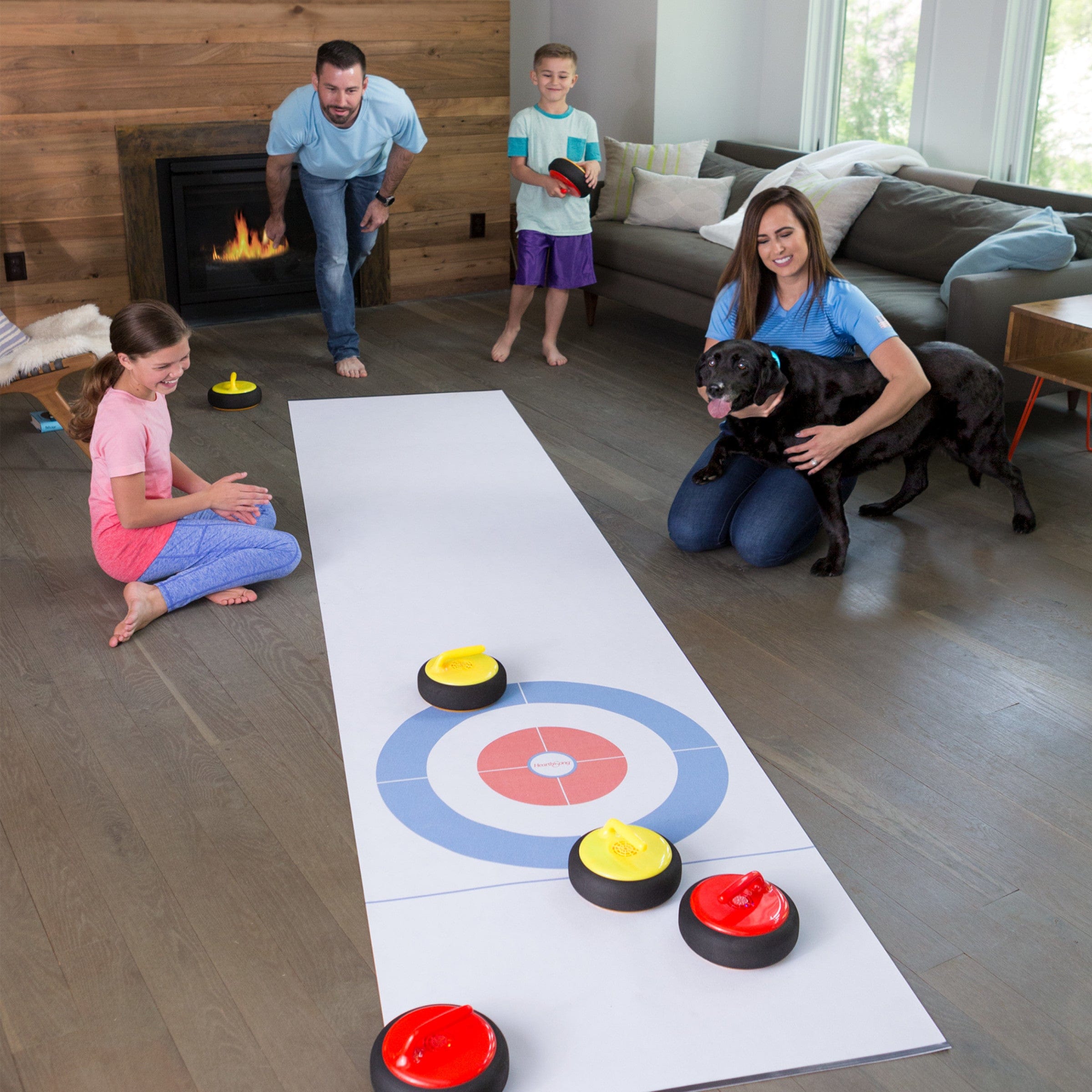 Shuffle Zone Shuffleboard Family Game with Oxford Mat and Rolling Pucks