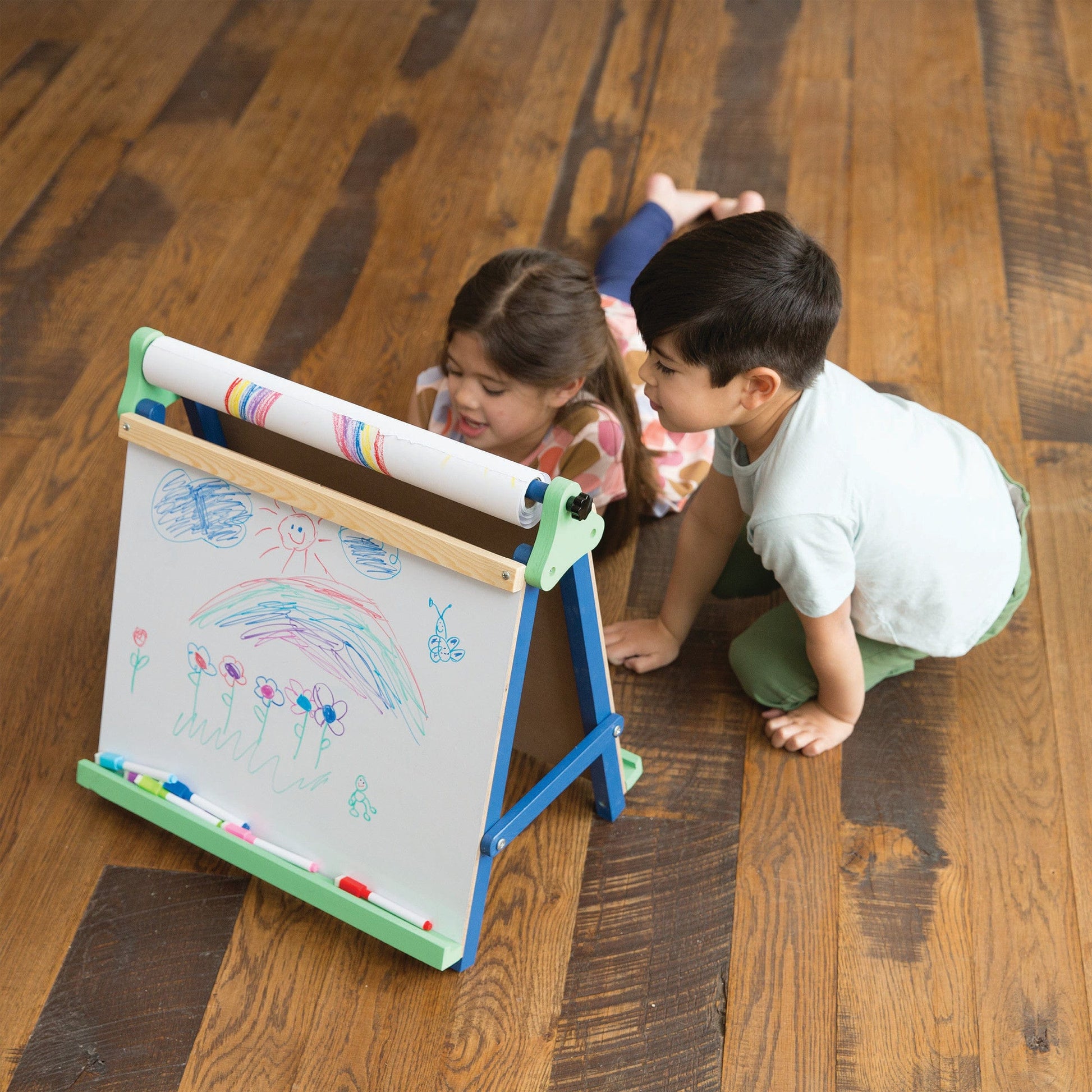Kids Art Easel w/ Whiteboard & Paper Roll Double Sided Chalkboard
