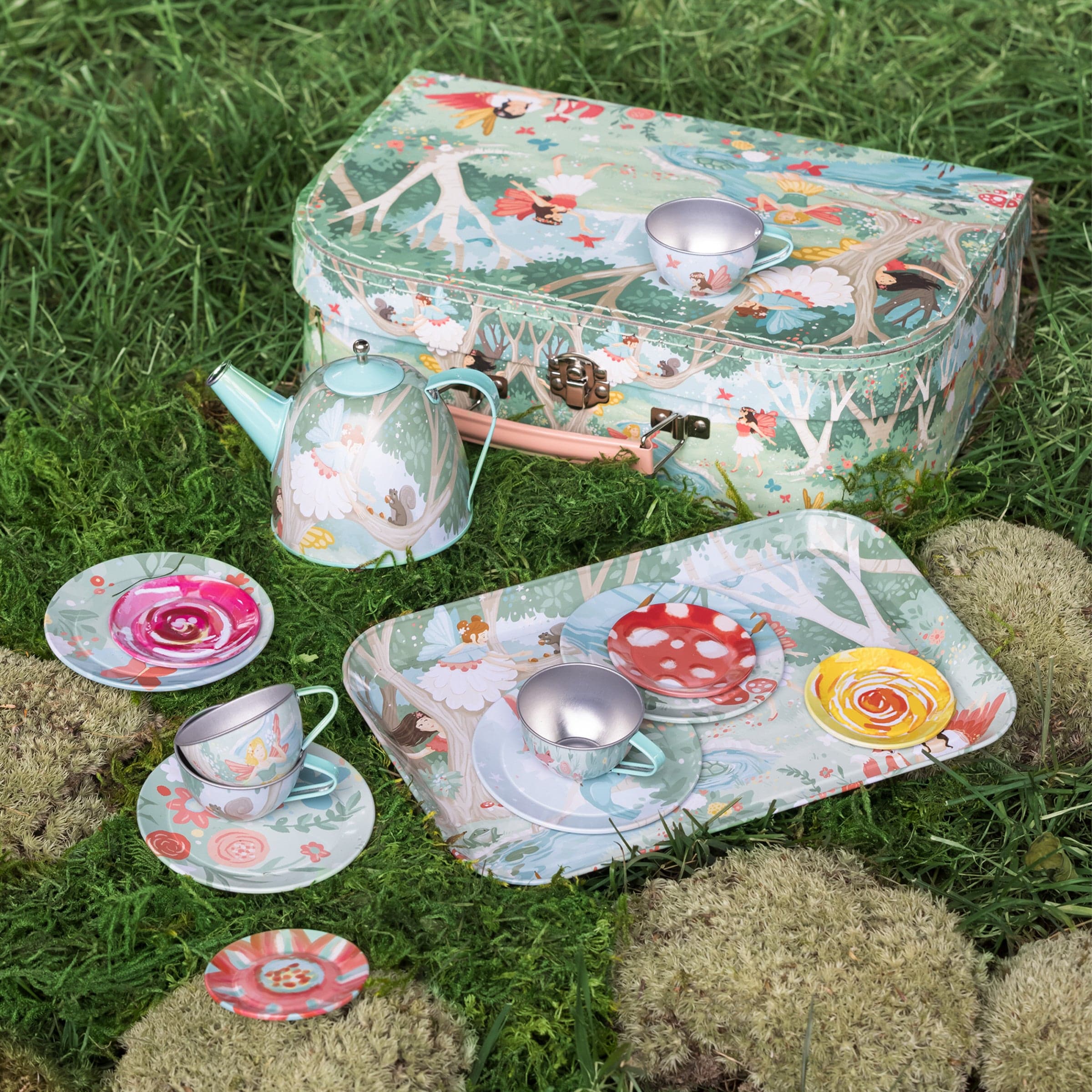 15-Piece Fairy-Themed Tin Tea Set – Hearthsong