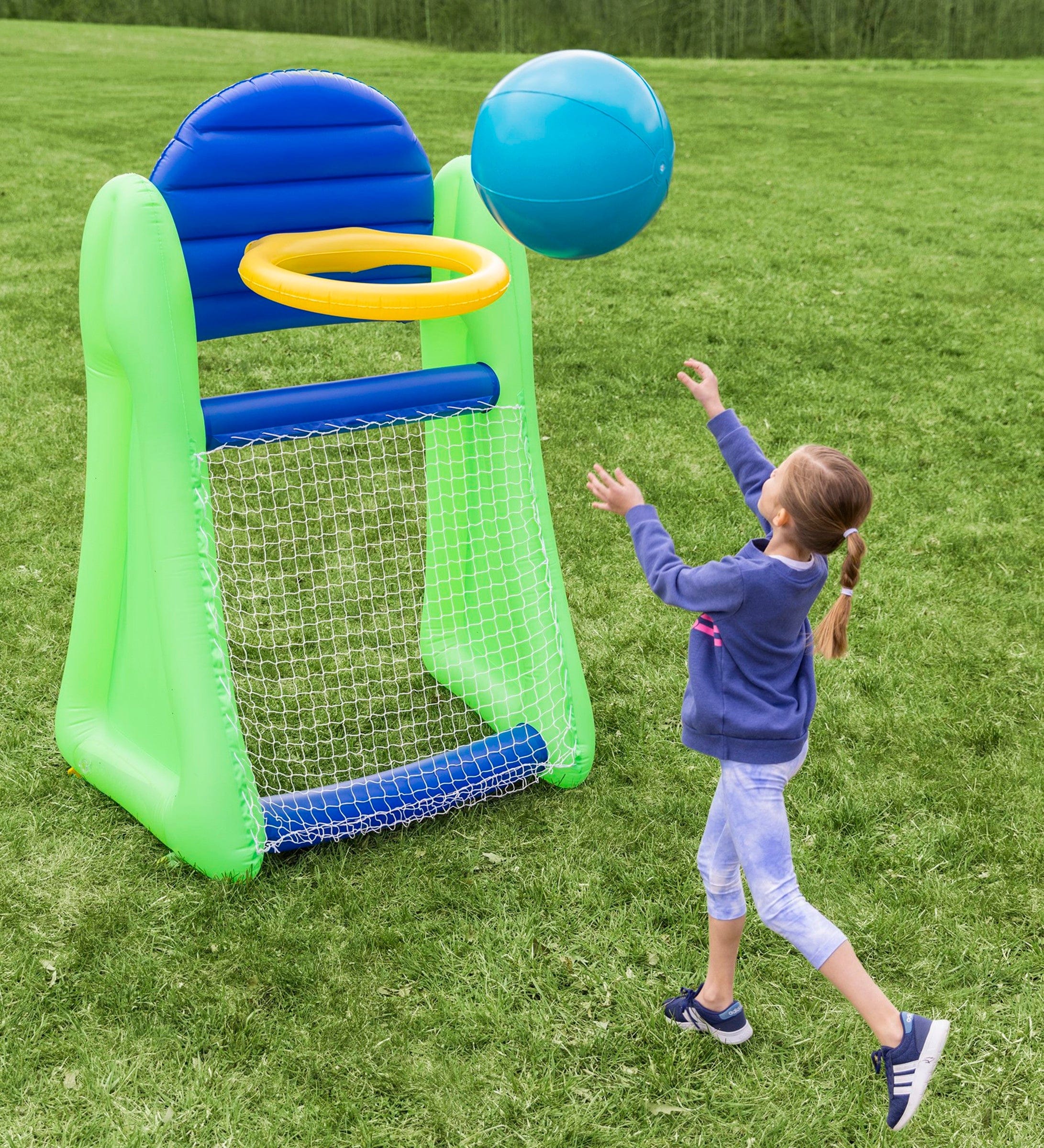 Giant Double-Sided Inflatable Aim 'n Score Basketball and Soccer