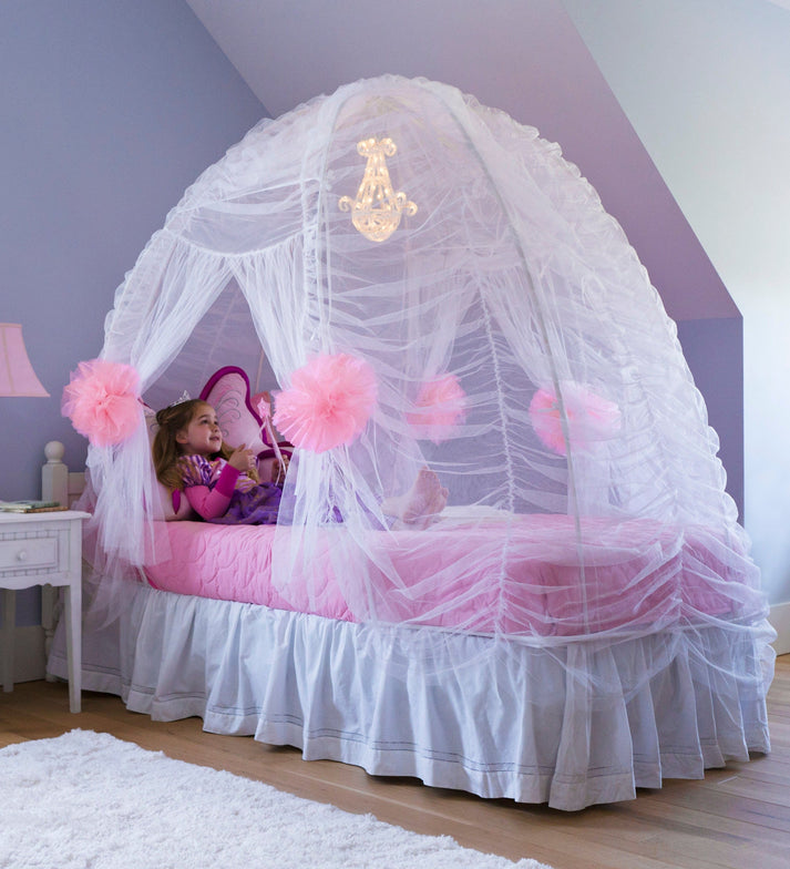 Fairy-tale Bed Tent With Light-up Beaded Chandelier – Hearthsong