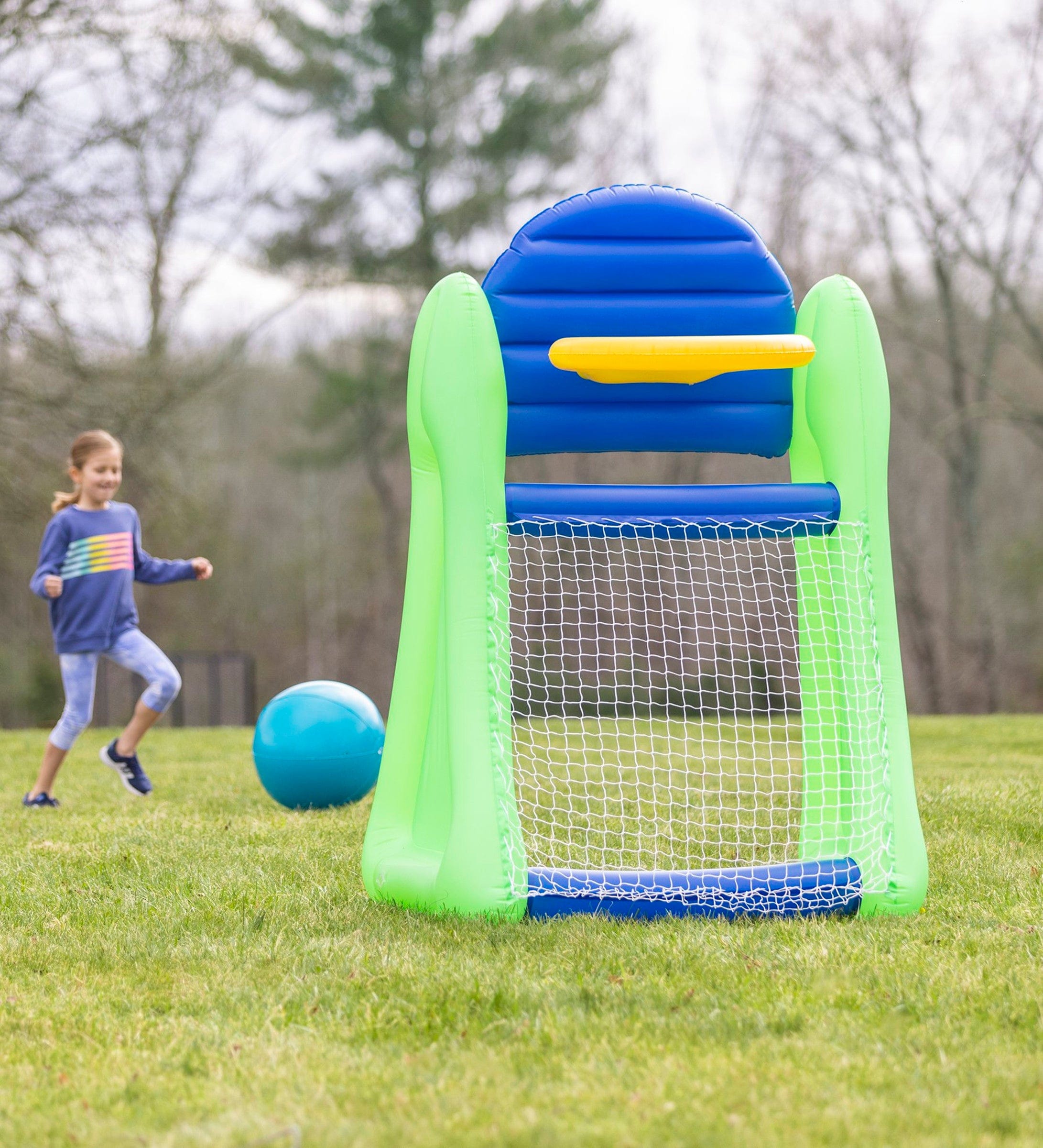 Giant Double-Sided Inflatable Aim 'n Score Basketball and Soccer