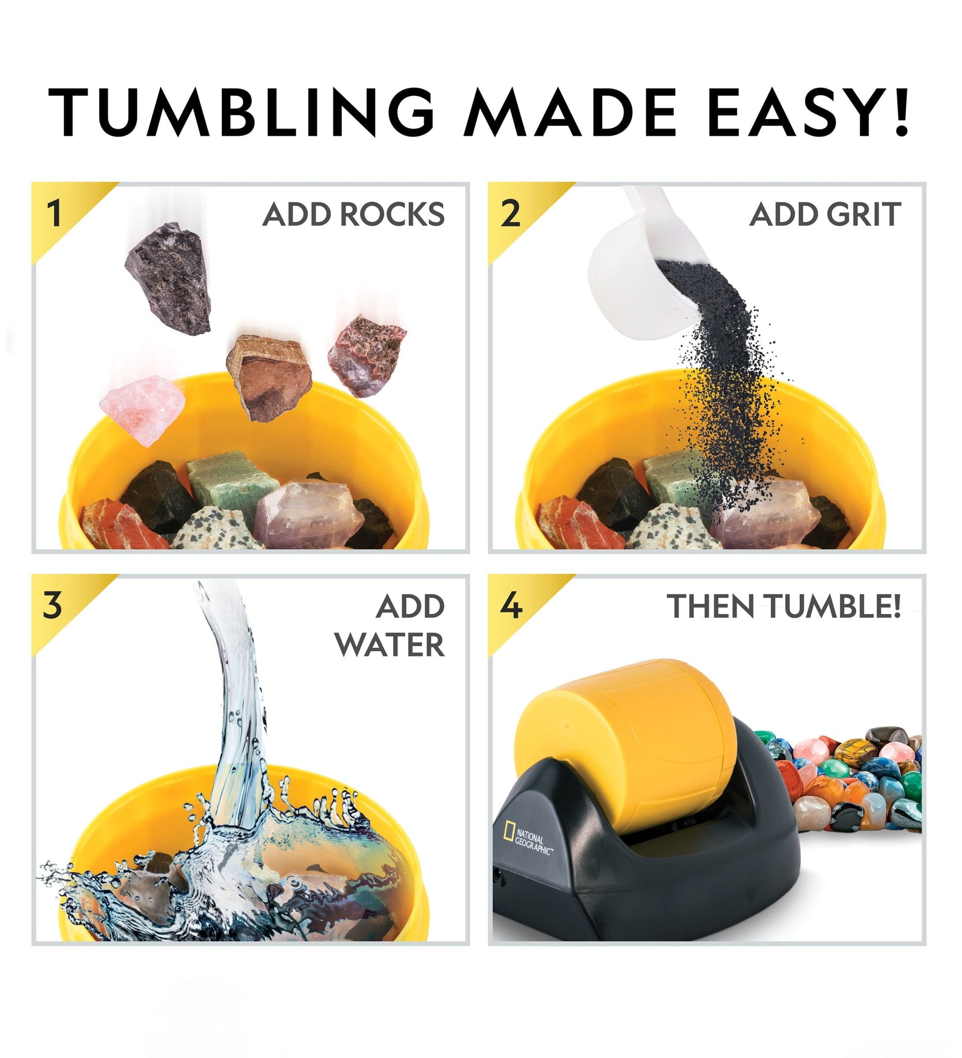 4 LBS Refill Rock Tumbler Grit Media 5 in 1 Kit, Rock Tumbling Grit Set  -Inculde